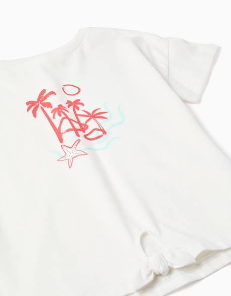 T-shirt en coton + short avec imprimé palmiers Blanc 3 - vertbaudet enfant 