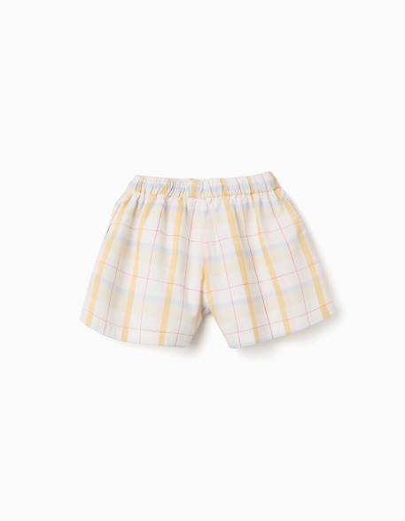 Short en coton à carreaux avec cordon de serrage b&s Blanc 3 - vertbaudet enfant 