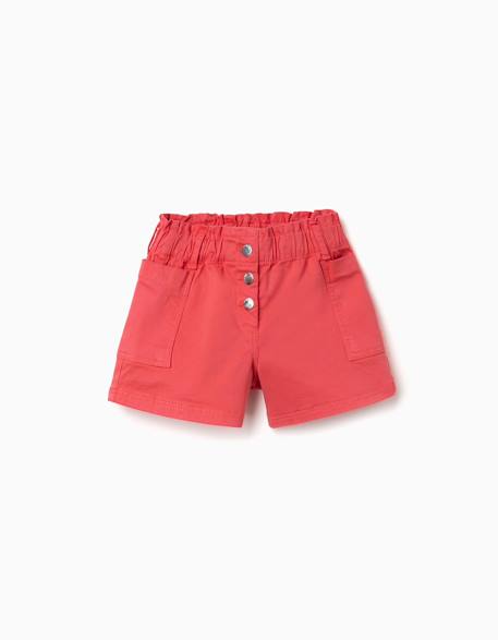 Fille-Short en sergé avec poches cargo et taille élastique