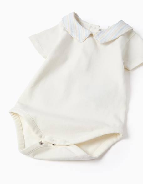 Body en coton + short à rayures b&s Bleu clair 3 - vertbaudet enfant 
