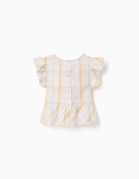 Blouse en coton à carreaux avec volants b&s Blanc 3 - vertbaudet enfant 