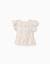 Blouse en coton à carreaux avec volants b&s Blanc 3 - vertbaudet enfant 