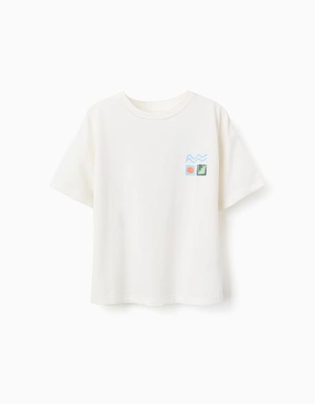 Garçon-T-shirt en coton avec imprimés colorés de plage