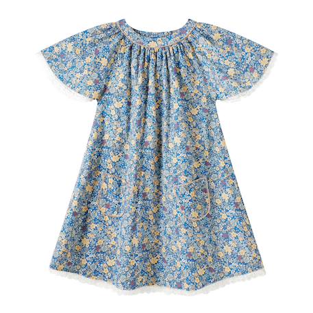 Robe cérémonie  fleurie   à manches papillon  butterfly Bleu foncé 1 - vertbaudet enfant 