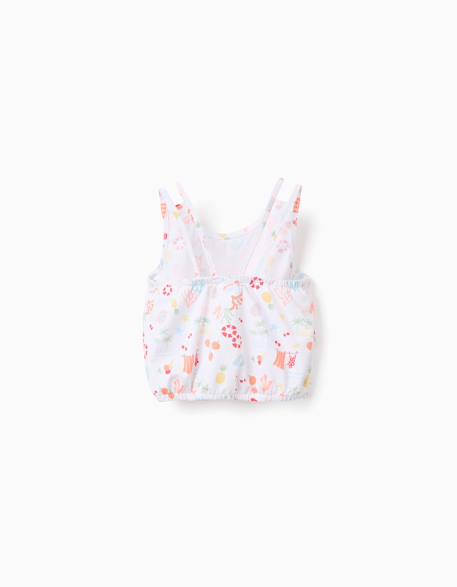 Blouse sans manches en coton avec motif de plage Blanc 2 - vertbaudet enfant 