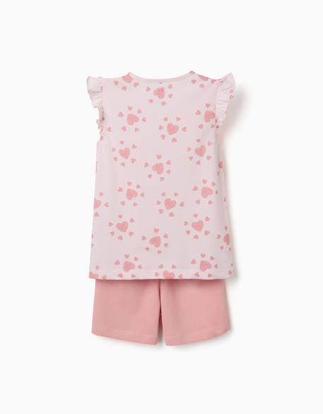 Pyjama en coton avec motif cœur et volants Rose clair 2 - vertbaudet enfant 