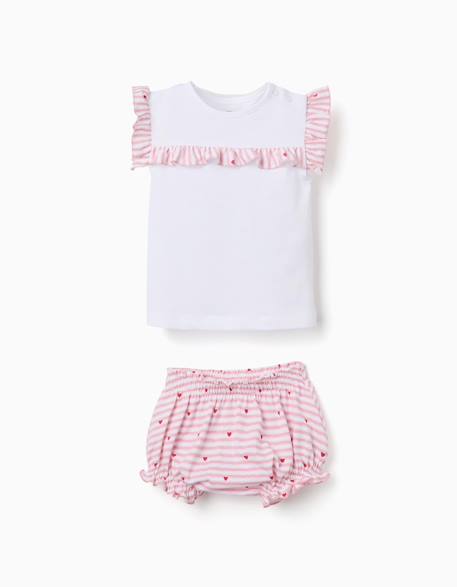 Bébé-Pyjama en coton à rayures et cœurs