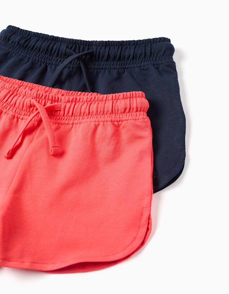 Lot de 2 shorts en coton avec cordon de serrage Rose 3 - vertbaudet enfant 