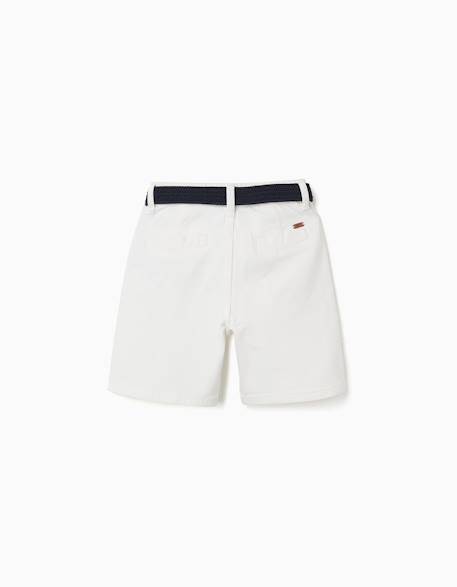 Short midi en sergé avec ceinture Blanc+Bleu clair+Jaune 2 - vertbaudet enfant 