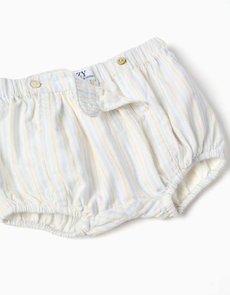 Body en coton + short à rayures b&s Bleu clair 4 - vertbaudet enfant 