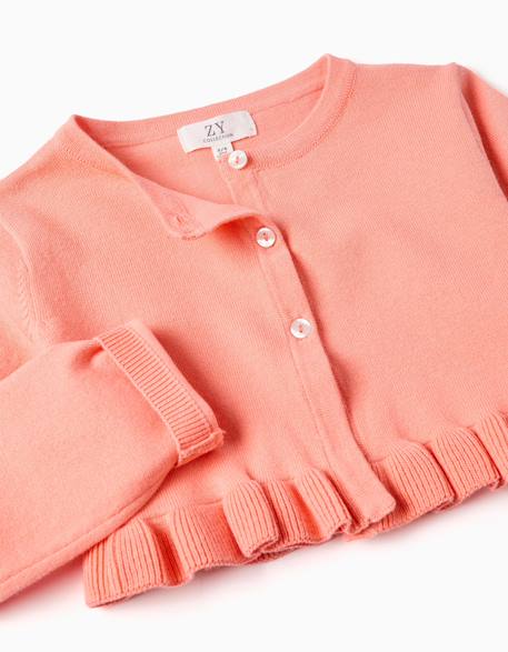 Gilet en maille court avec ourlet à volants Blanc+Corail clair 6 - vertbaudet enfant 