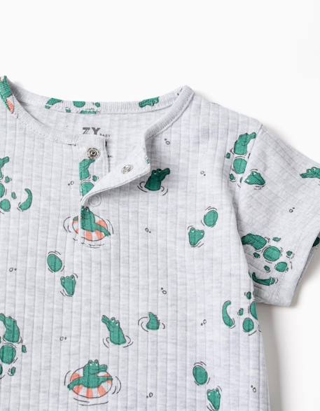 Combishort côtelé avec motif alligator Gris clair 3 - vertbaudet enfant 