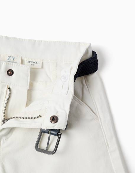 Short midi en sergé avec ceinture Blanc+Bleu clair+Jaune 3 - vertbaudet enfant 