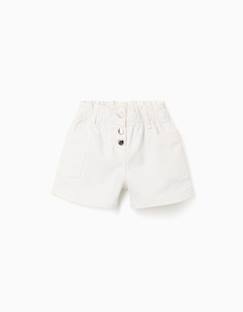 -Short en sergé avec poches cargo et taille élastique