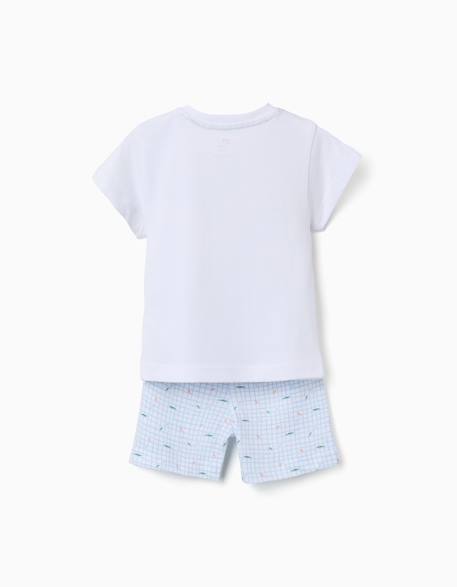Pyjama en coton à manches courtes et imprimés alligator Blanc 2 - vertbaudet enfant 