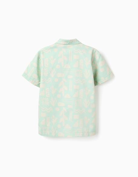 Chemise en coton à manches courtes et motif de plage Vert clair 2 - vertbaudet enfant 