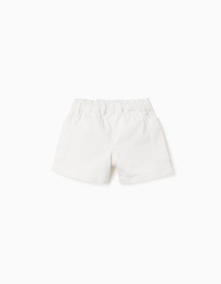 Short en sergé avec poches cargo et taille élastique Blanc+Rose 2 - vertbaudet enfant 