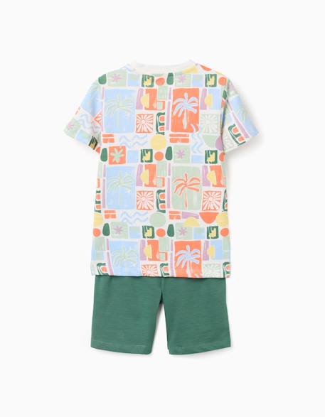 T-shirt en coton avec imprimé plage + short Vert foncé 2 - vertbaudet enfant 