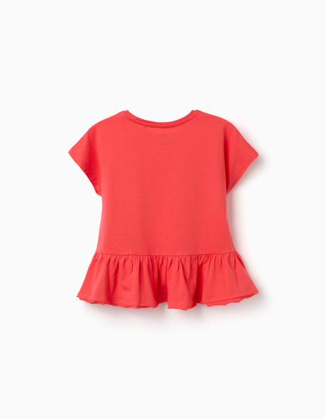 T-shirt en coton avec ourlet à volants Blanc+Jaune clair+Rose 10 - vertbaudet enfant 