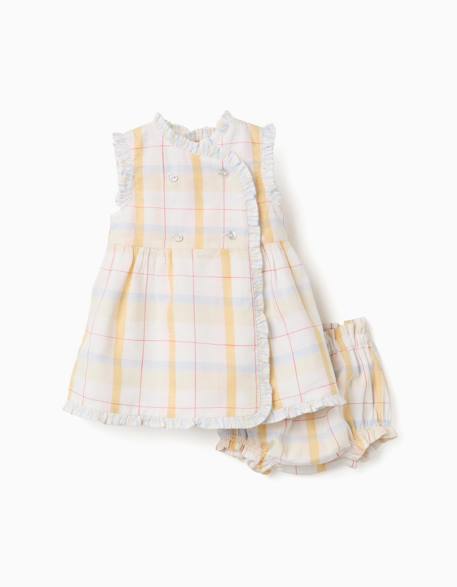 Robe en coton à carreaux + bloomer b&s Blanc 1 - vertbaudet enfant 