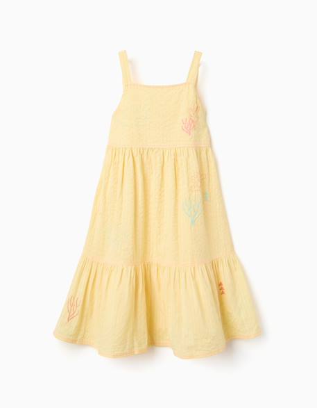 Fille-Robe sans manches en coton avec algues brodées
