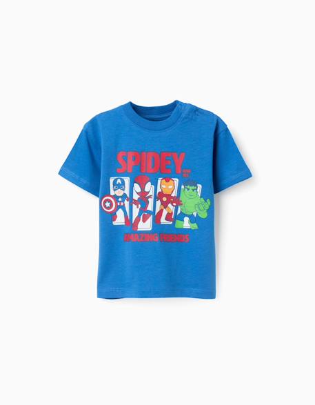 T-shirt en coton avec imprimé spidey & friends Bleu 1 - vertbaudet enfant 