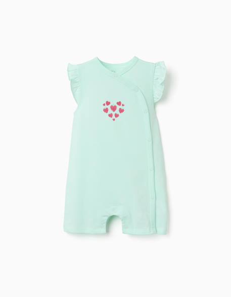 Bébé-Salopette, combinaison-Combishort en coton avec imprimé cœur