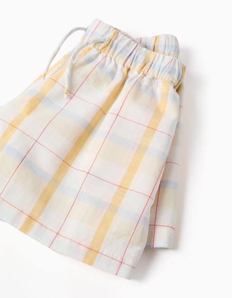 Short en coton à carreaux avec cordon de serrage b&s Blanc 4 - vertbaudet enfant 