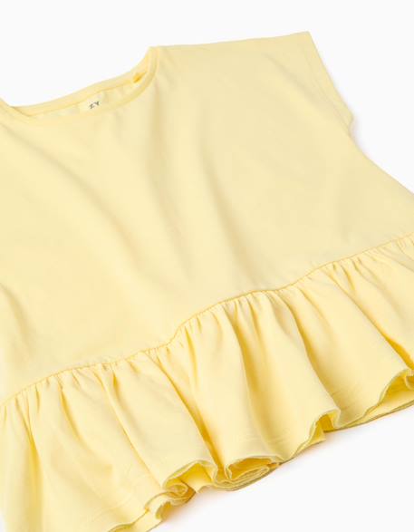 T-shirt en coton avec ourlet à volants Blanc+Jaune clair+Rose 7 - vertbaudet enfant 