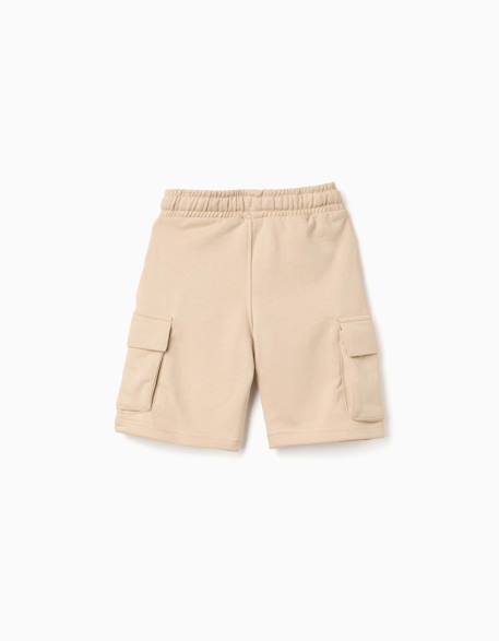 Short en molleton avec poches cargo et cordon de serrage Beige clair+Bleu foncé 2 - vertbaudet enfant 