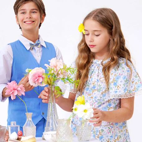 Robe cérémonie  fleurie   à manches papillon  butterfly Bleu clair 3 - vertbaudet enfant 