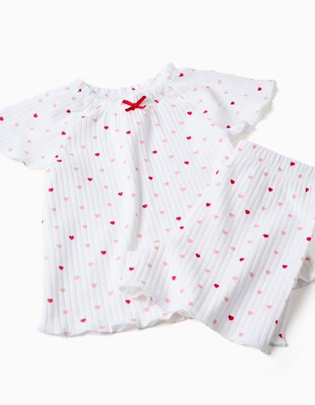 Pyjama en coton côtelé avec motif cœur Blanc 3 - vertbaudet enfant 