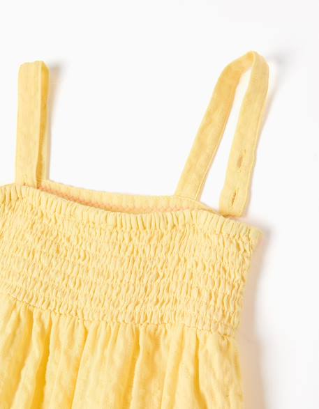Robe sans manches en coton avec algues brodées Jaune clair 3 - vertbaudet enfant 