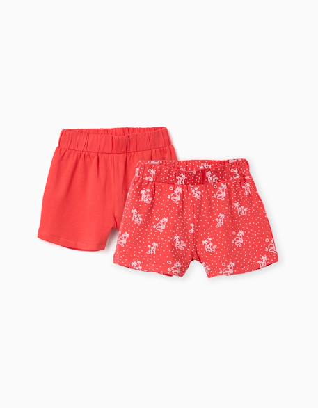 Lot de 2 shorts en coton unis et imprimés Orange sombre+Rose 5 - vertbaudet enfant 