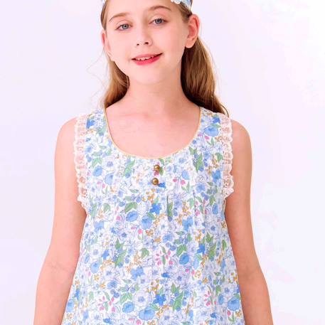 Blouse  fleurie   à bretelles croisées  anaïs Bleu ciel fleuri rose 3 - vertbaudet enfant 