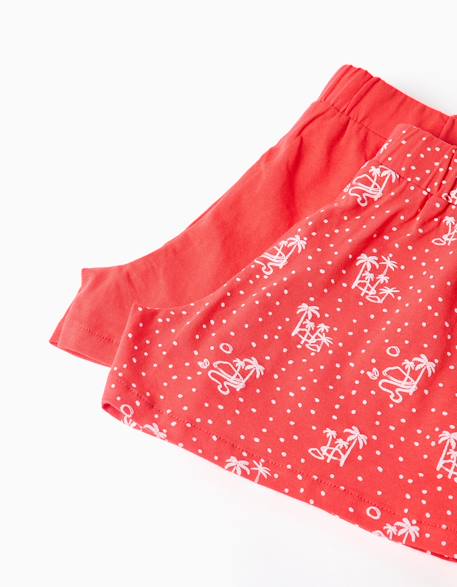 Lot de 2 shorts en coton unis et imprimés Orange sombre+Rose 8 - vertbaudet enfant 