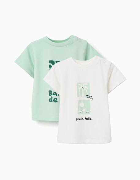 Bébé-Lot de 2 t-shirts en coton avec imprimés plage