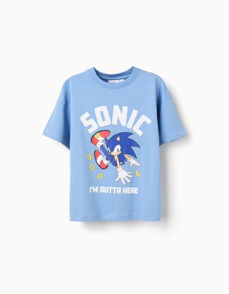 Garçon-T-shirt en coton avec imprimé sonic sur le devant