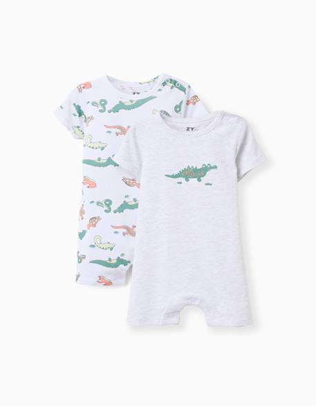 Lot de 2 combishorts en coton avec imprimés crocodiles Multicolore 1 - vertbaudet enfant 