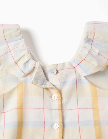 Robe en coton à carreaux et volants b&s Blanc 3 - vertbaudet enfant 
