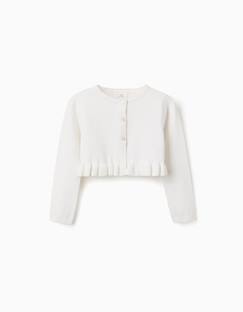 -Gilet en maille court avec ourlet à volants