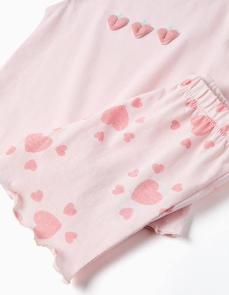 Pyjama en coton avec imprimés cœur et volants Rose clair 4 - vertbaudet enfant 