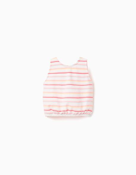 Débardeur en coton à rayures Blanc 1 - vertbaudet enfant 