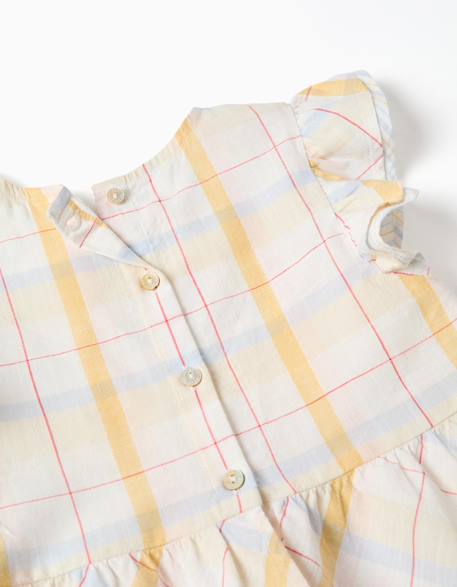 Blouse en coton à carreaux avec volants b&s Blanc 4 - vertbaudet enfant 