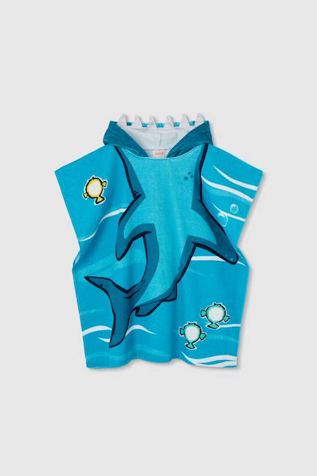 Serviette en coton à capuche requin Bleu 1 - vertbaudet enfant 