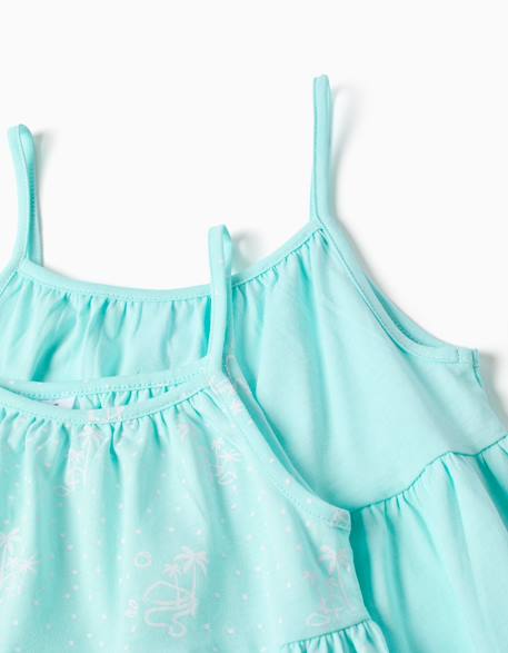 Lot de 2 robes sans manches unies et imprimées Bleu clair+Vert clair 4 - vertbaudet enfant 