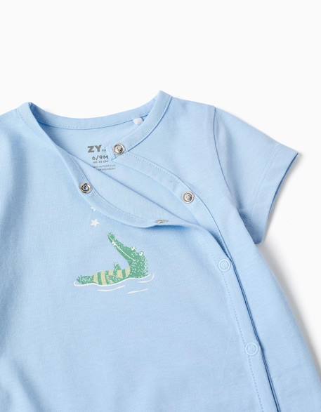 Combishort en coton avec imprimé crocodile Bleu clair 3 - vertbaudet enfant 