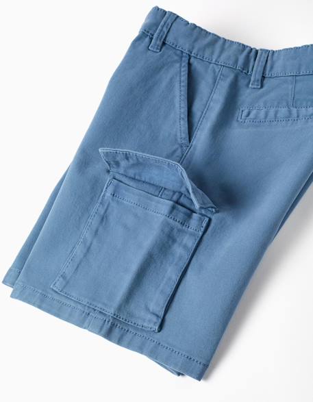 Short midi en sergé avec poches cargo Bleu 4 - vertbaudet enfant 