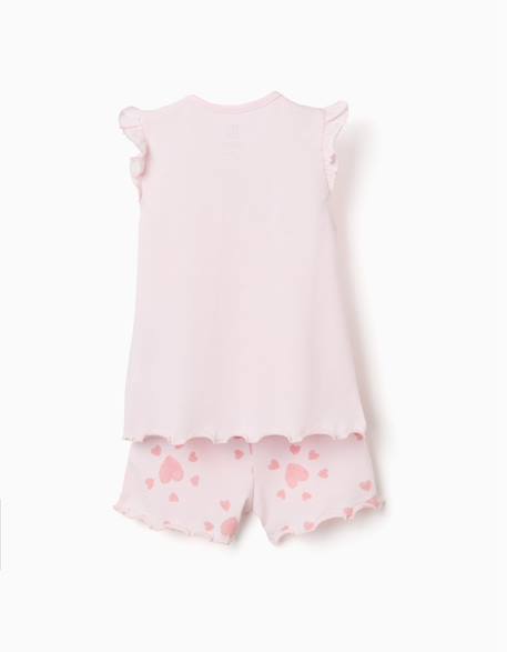 Pyjama en coton avec imprimés cœur et volants Rose clair 2 - vertbaudet enfant 