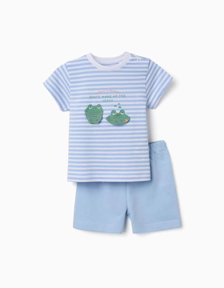 Pyjama en coton avec imprimé alligator Bleu clair 1 - vertbaudet enfant 